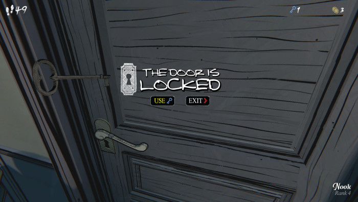 Öffnen wir die Tür mit einem Schlüssel - oder nicht? (Bild: Raw Fury / Screenshot: Golem.de)