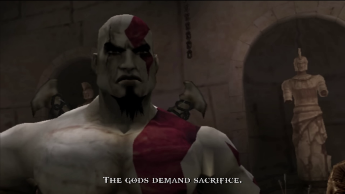 Falls sich jemand fragt, warum Kratos so blass ist: Seine Haut ist mit der Asche seiner verstorbenen Familie bedeckt. (Bild: Sony Playstation/Screenshot: Medienagentur Plassma)