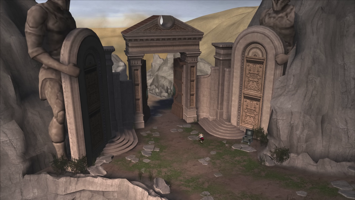 Kratos reist im Laufe des Spiels an viele berühmte Orte der griechischen Mythologie. Das Spiel verwendet feste Kamerawinkel, um die Weite der Landschaft darzustellen. (Bild: Sony Playstation/Screenshot: Medienagentur Plassma)