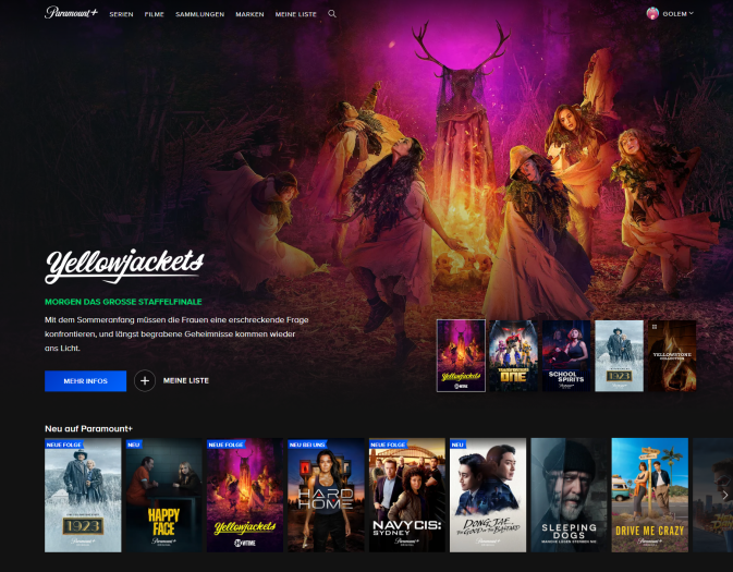Die Startseite von Paramount+ im Browser (Bild: Paramount/Screenshot: Golem.de)
