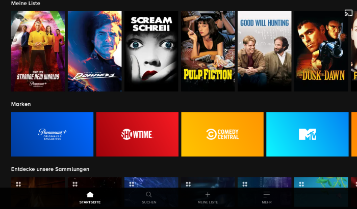 Die Startseite von Paramount+ in der Tablet-App (Bild: Paramount/Screenshot: Golem.de)