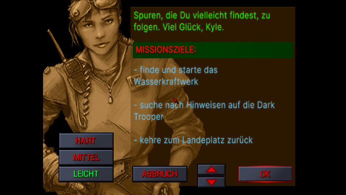 Der Missionsbriefing-Bildschirm ist auch im Remaster noch etwas nüchtern, erfüllt aber seinen Zweck. (Bild: Nightdive Studios / Screenshot: Medienagentur Plassma)