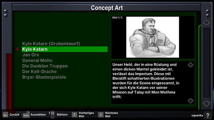 Nette Boni: Im Tresor-Menü der Remaster-Fassung darf man unter anderem einen Blick auf die damaligen Konzeptgrafiken werfen. (Bild: Nightdive Studios / Screenshot: Medienagentur Plassma)