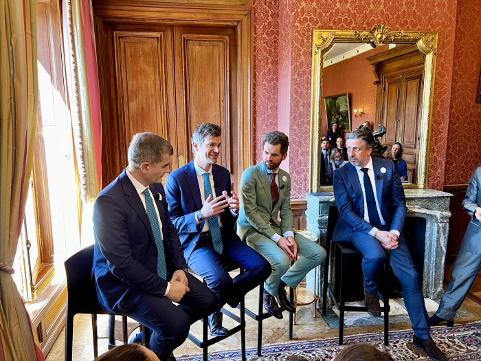 Stefano Terranova (Atlante), Aurelien de Meaux (Electra),  Michiel Langezaal (Fastned), Jeroen van Tilburg (Ionity) (von links nach rechts; Bild: Dirk Kunde)