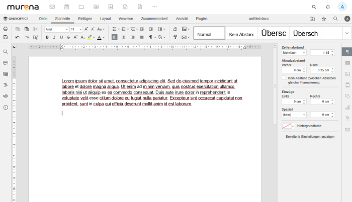 Teil der Murena-Cloud sind auch die Büroanwendungen aus der Onlyoffice-Suite, die direkt im Browser laufen. (Screenshot: Andreas Fischer)