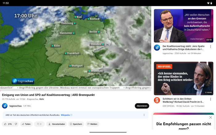 Selbst Youtube funktioniert und zeigte im Test nicht einmal Werbung. (Screenshot: Andreas Fischer)