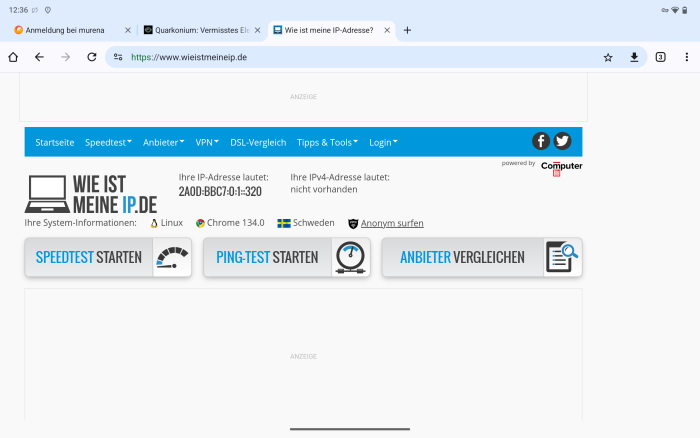 Dank der optionalen Anonymisierung surfen wir derzeit mit einer schwedischen IP-Adresse. (Screenshot: Andreas Fischer)