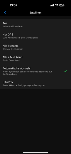 Die GPS-Optionen entsprechen anderen Garmin-Topmodellen. (Bild: Garmin / Screenshot: Golem.de)