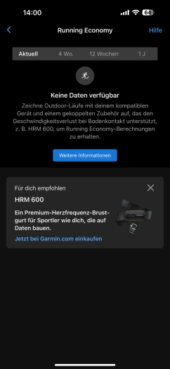 Für die Running Economy müsste ich noch ein paar Kilometer mehr laufen. (Bild: Garmin / Screenshot: Golem.de)