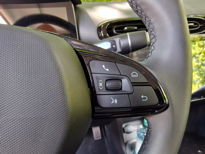 Das Lenkrad ist einfach gehalten und hat eine Reihe von Buttons. (Bild: Martin Wolf/Golem.de)