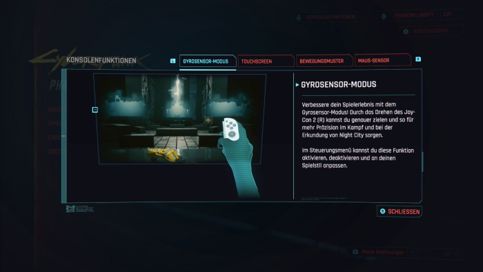 Der Gyrosensor-Modus funktioniert erstaunlich gut. (Bild: CD Projekt Red / Screenshot: Golem.de)