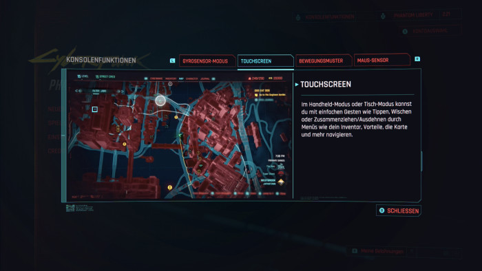 Der Touchscreen ist vor allem in Menüs ganz praktisch. (Bild: CD Projekt Red / Screenshot: Golem.de)