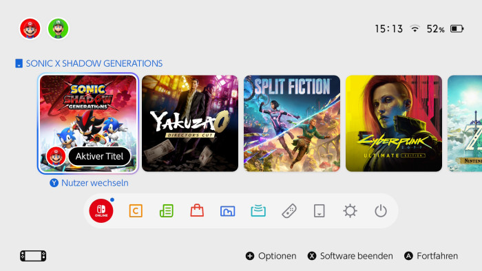 Das Hauptmenü der Switch 2 ist äußerst übersichtlich gestaltet. (Bild: Nintendo / Screenshot: Golem.de)