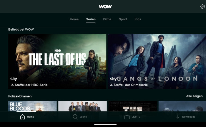 So sah die Serienrubrik in der alten Wow-App aus. (Bild: Sky/Screenshot: Golem.de)