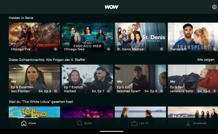 Auf einem Blick konnten wir in der alten Wow-App viele Titel sehen. (Bild: Sky/Screenshot: Golem.de)