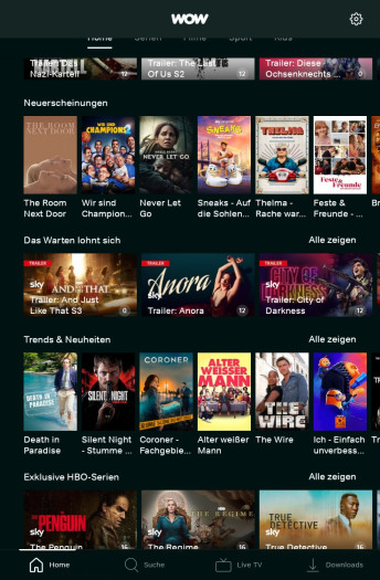 Auf diese Weise bekam die alte Wow-App viele Inhalte auf den Bildschirm. (Bild: Sky/Screenshot: Golem.de)