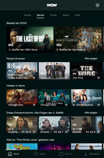 Die Serienrubrik der alten Wow-App (Bild: Sky/Screenshot: Golem.de)