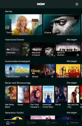 Die Serienrubrik der alten Wow-App (Bild: Sky/Screenshot: Golem.de)