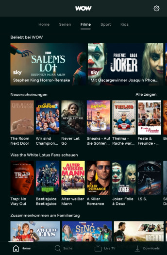 Die Filmrubrik der alten Wow-App (Bild: Sky/Screenshot: Golem.de)