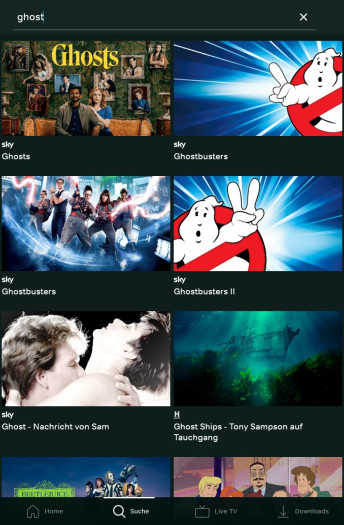 In der Suche gab es bei der alten Wow-App sehr große Icons. (Bild: Sky/Screenshot: Golem.de)