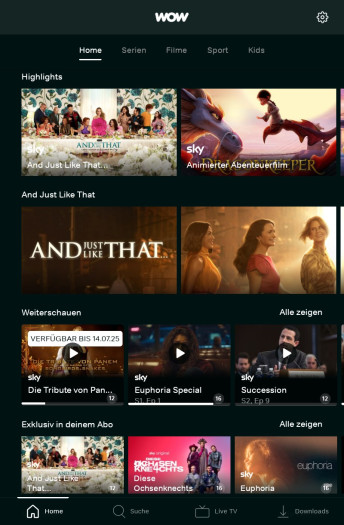 Die alte Wow-App zeigte beim aktuellen Titel der Filmreihe Die Tribute von Panem als Ablaufdatum den 14. Juli 2025. (Bild: Sky/Screenshot: Golem.de)