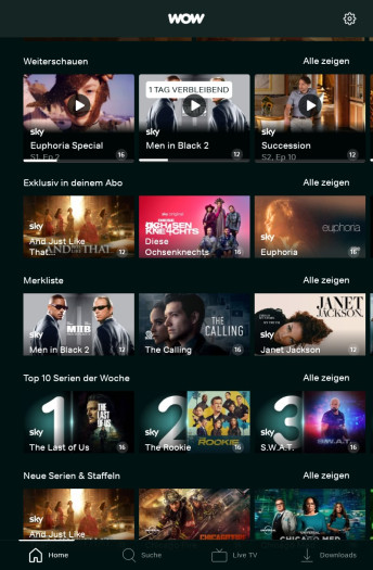 Das Ablaufdatum für Men In Black 2 war in der alten Wow-App nur im Weiterschauen-Bereich zu sehen, aber nicht in der Merkliste. (Bild: Sky/Screenshot: Golem.de)
