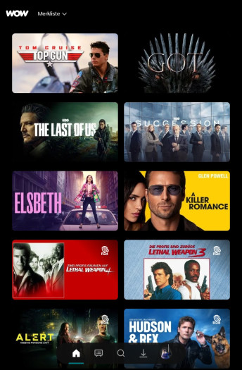 Auch in der Merkliste zeigt die neue Wow-App weniger als in der alten. (Bild: Sky/Screenshot: Golem.de)