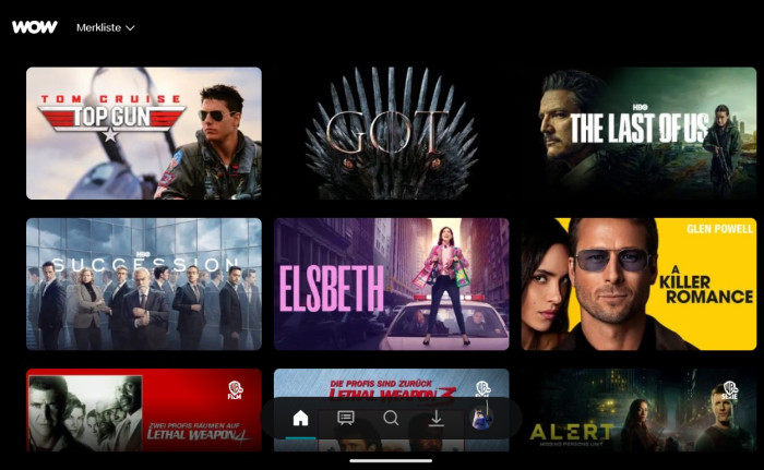 Auch in der Merkliste zeigt die neue Wow-App weniger als in der alten. (Bild: Sky/Screenshot: Golem.de)