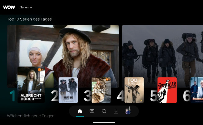 So sieht die Top-Ten-Liste der neuen Wow-App aus. (Bild: Sky/Screenshot: Golem.de)