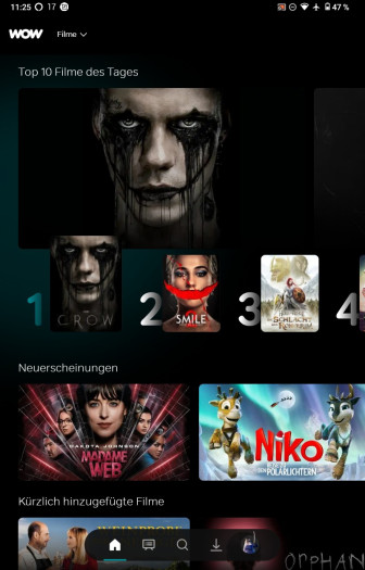 So sieht die Top-Ten-Liste der neuen Wow-App aus. (Bild: Sky/Screenshot: Golem.de)