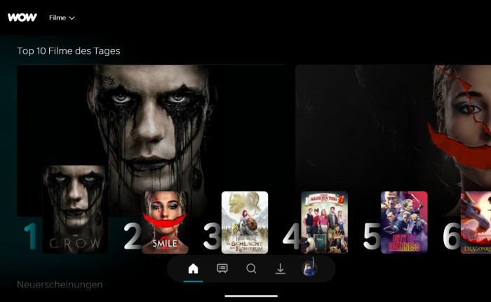 So sieht die Top-Ten-Liste der neuen Wow-App aus. (Bild: Sky/Screenshot: Golem.de)