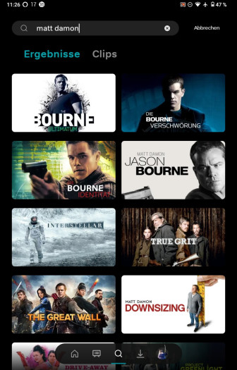 In der neuen Wow-App werden auch Filme gefunden, in denen Schauspieler dabei sind. (Bild: Sky/Screenshot: Golem.de)