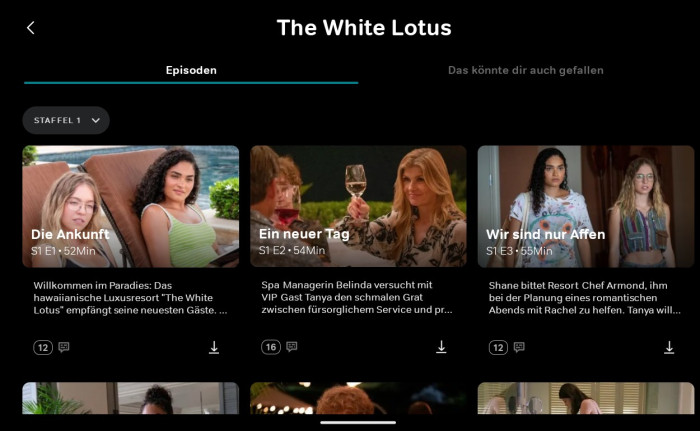 So sehen die Details von Serien der neuen Wow-App aus. (Bild: Sky/Screenshot: Golem.de)