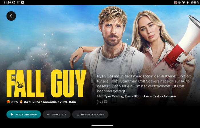 So sieht die Filmbeschreibung der neuen Wow-App aus. (Bild: Sky/Screenshot: Golem.de)