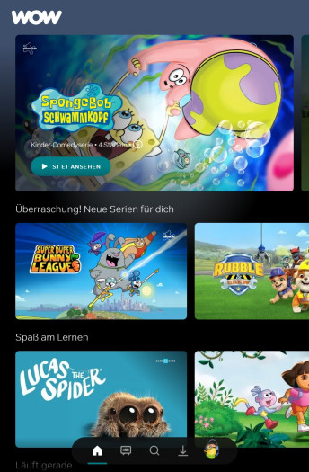 Der Kinderbereich der neuen Wow-App (Bild: Sky/Screenshot: Golem.de)