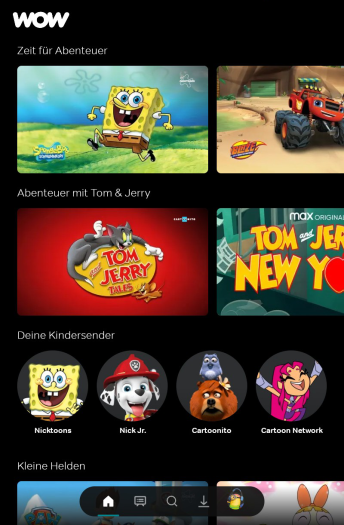 Der Kinderbereich der neuen Wow-App (Bild: Sky/Screenshot: Golem.de)