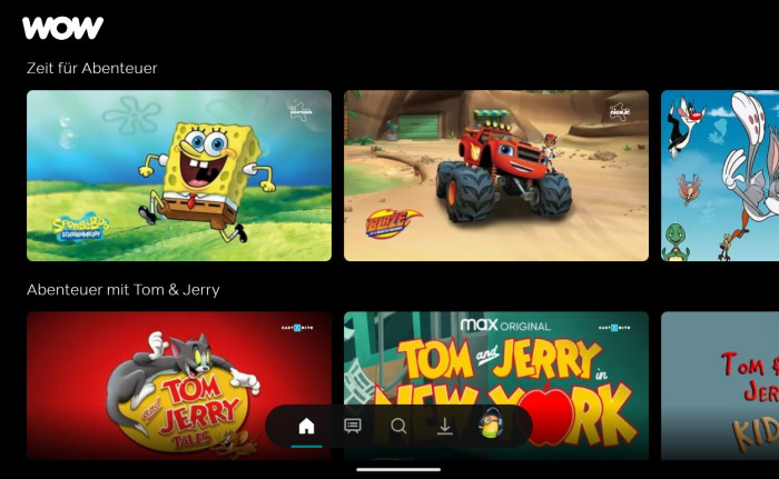 Der Kinderbereich der neuen Wow-App (Bild: Sky/Screenshot: Golem.de)