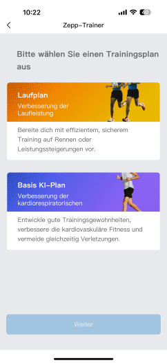 Die App bietet einige spannende Trainingshilfen. (Bild: Amazfit/Screenshot: Golem.de)
