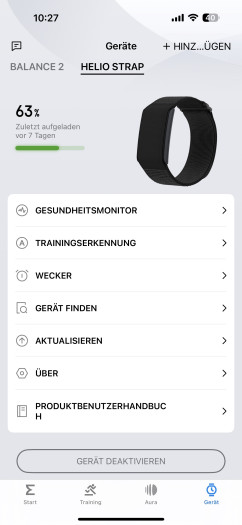 Besonders viele Einstellungen können wir für das Helio Strap nicht vornehmen. (Bild: Amazfit/Screenshot: Golem.de)