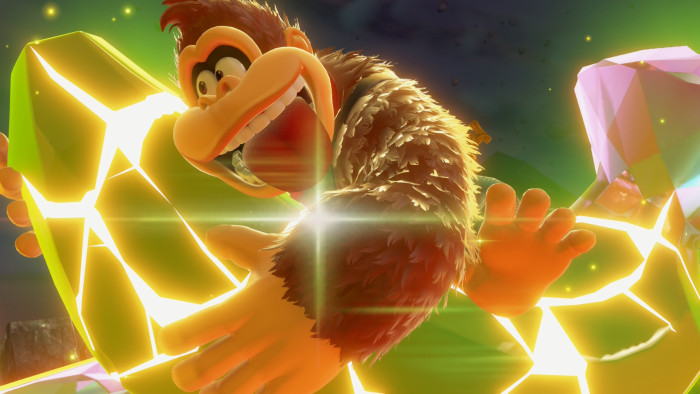 Hurra, eine Banana! Eigentlich will die Hauptfigur nichts anderes ... (Bild: Nintendo / Screenshot: Golem.de)