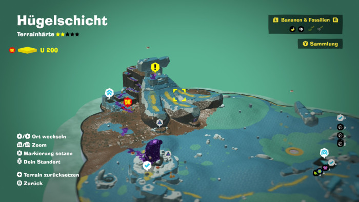 Auf der Übersichtskarte sehen wir Extras und Schätze. (Bild: Nintendo / Screenshot: Golem.de)