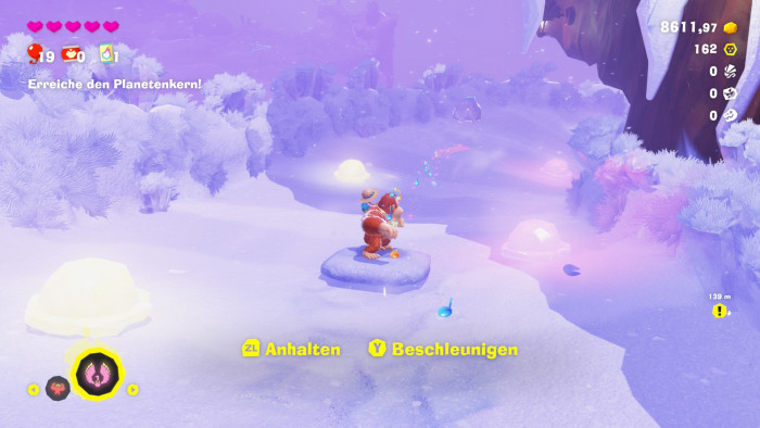 Auf Schnee und Eis kommt der Affe leicht ins Rutschen. (Bild: Nintendo / Screenshot: Golem.de)