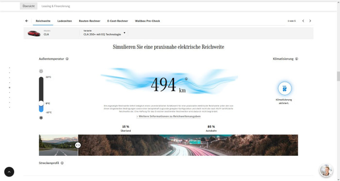 Je nach Außentemperatur und Streckenprofil schwankt die Reichweite stark.  (Grafik: Mercedes-Benz)