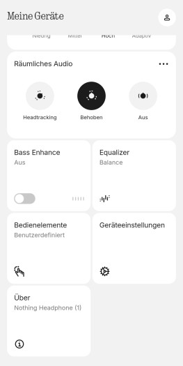 Die Funktionen für räumliches Audio liefern keine guten Ergebnisse. (Bild: Nothing/Screenshot: Golem.de)