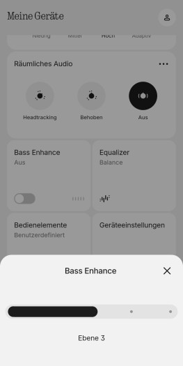 Die Bassintensität des Headphone (1) lässt sich erhöhen. (Bild: Nothing/Screenshot: Golem.de)