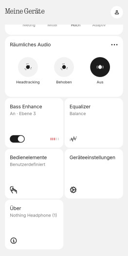 Die Bassintensität des Headphone (1) lässt sich erhöhen. (Bild: Nothing/Screenshot: Golem.de)