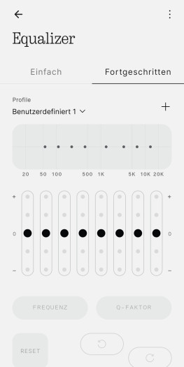 Diese Equalizer-Einstellungen gibt es für den Headphone (1). (Bild: Nothing/Screenshot: Golem.de)