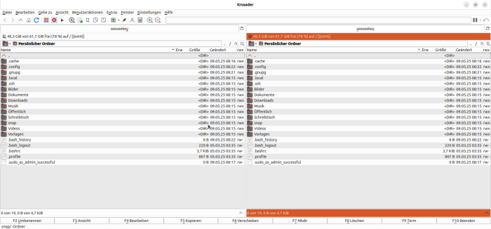Krusader unter Ubuntu (Screenshot: Florian Bottke)