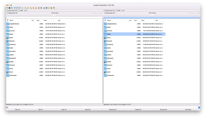 Double Commander unter MacOS (Screenshot: Florian Bottke)