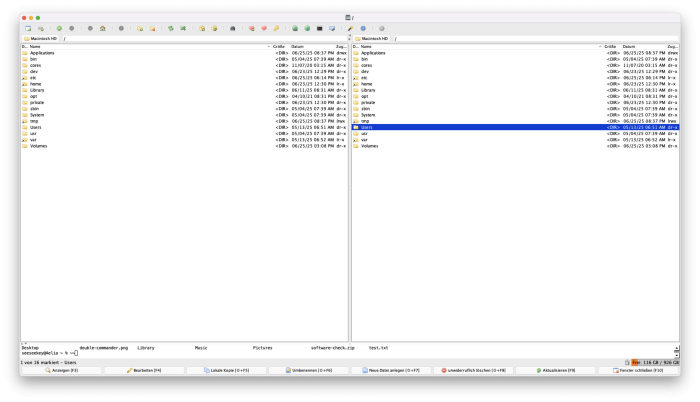 Mu Commander unter MacOS (Screenshot: Florian Bottke)